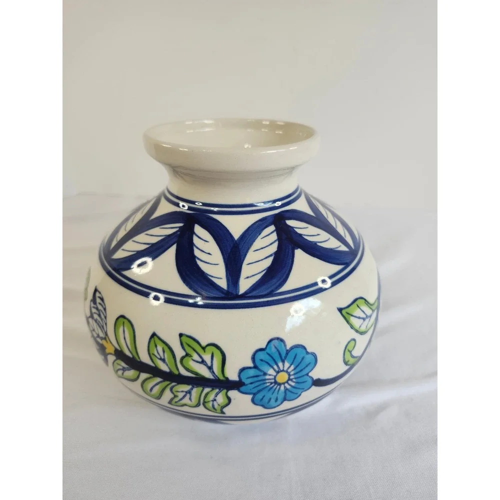 Target Market Bazaar Vintage 2003 Ceramic Vase Hand Painted Floral Blue Yellow